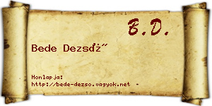 Bede Dezső névjegykártya